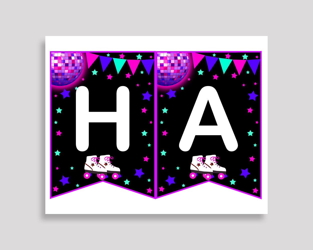 Happy Birthday Girl Banner Roller Skates Happy Birthday Roller Skates Banner Wall Decor Pink Black 8NAK7