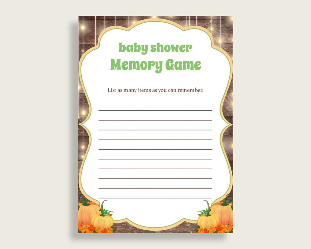 Memory Game Baby Shower Memory Game Autumn Baby Shower Memory Game Baby Shower Autumn Memory Game Brown Orange party ideas pdf jpg 0QDR3 - Digital Product