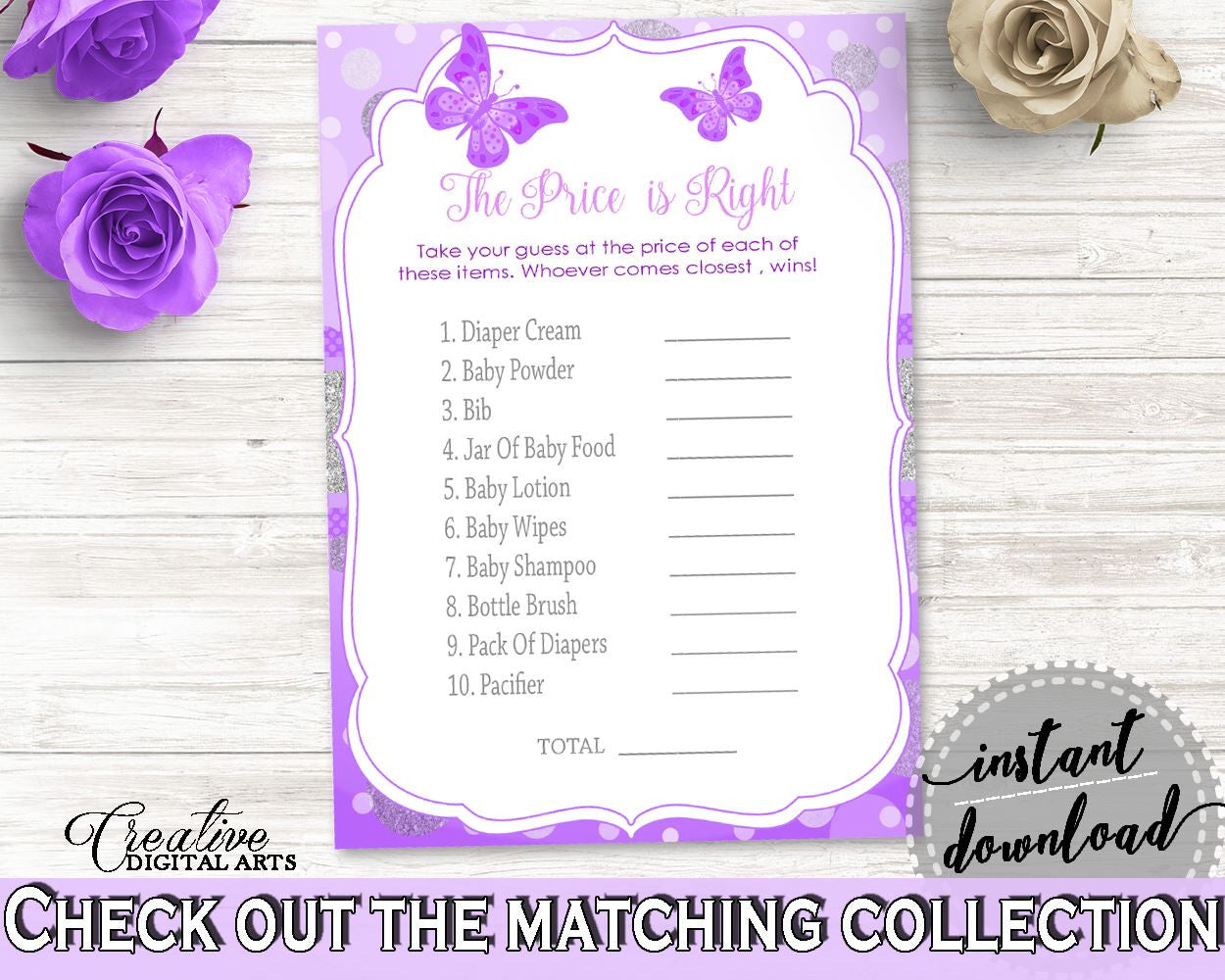 Price Is Right Baby Shower Price Is Right Butterfly Baby Shower Price Is Right Baby Shower Butterfly Price Is Right Purple Pink shower 7AANK - Digital Product