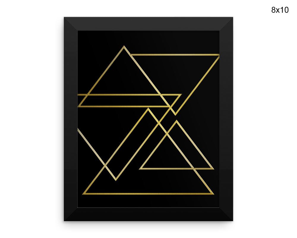 Gold Triangles Print, Beautiful Wall Art with Frame and Canvas options available Modern Decor