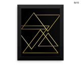 Gold Triangles Print, Beautiful Wall Art with Frame and Canvas options available Modern Decor