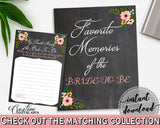 Chalkboard Flowers Bridal Shower Favorite Memories Of The Bride To Be in Black And Pink, shower activity, printable files, prints - RBZRX - Digital Product
