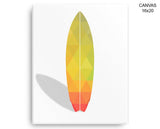 Surfboard Print, Beautiful Wall Art with Frame and Canvas options available Summer Decor