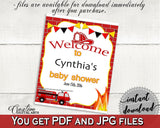 Welcome Sign Baby Shower Welcome Sign Fireman Baby Shower Welcome Sign Red Yellow Baby Shower Fireman Welcome Sign printable files - LUWX6 - Digital Product