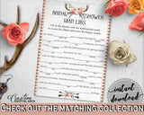Antlers Flowers Bohemian Bridal Shower Mad Libs Game in Gray and Pink, bridal mad libs, boho floral, party planning, party plan - MVR4R - Digital Product
