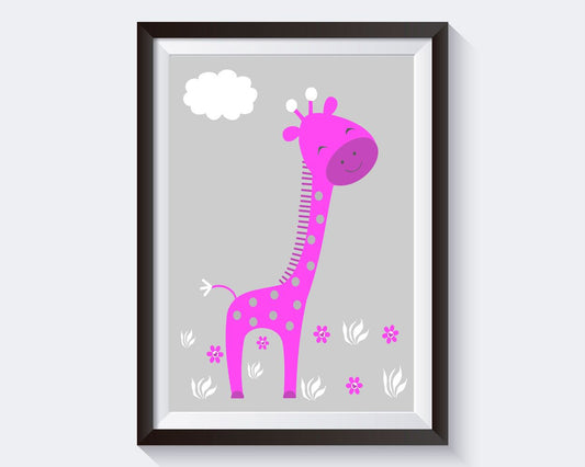 Wall Art Pink Animals Digital Print Pink Animals Poster Art Pink Animals Wall Art Print Pink Animals Nursery Art Pink Animals Nursery Print - Digital Download