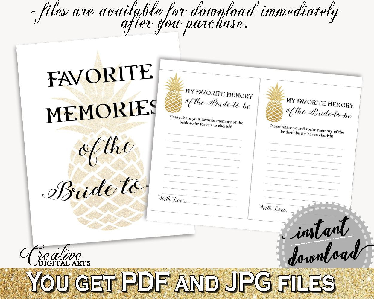 Favorite Memories Of The Bride To Be Bridal Shower Favorite Memories Of The Bride To Be Pineapple Bridal Shower Favorite Memories Of 86GZU - Digital Product