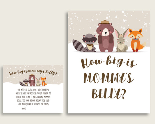 Beige Brown How Big Is Mommy's Belly Game, Winter Woodland Baby Shower Gender Neutral, Guess Mommys Belly Size, Mommy Tummy Game RM4SN