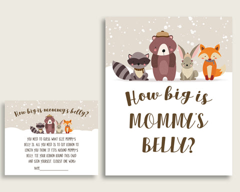 Beige Brown How Big Is Mommy's Belly Game, Winter Woodland Baby Shower Gender Neutral, Guess Mommys Belly Size, Mommy Tummy Game RM4SN