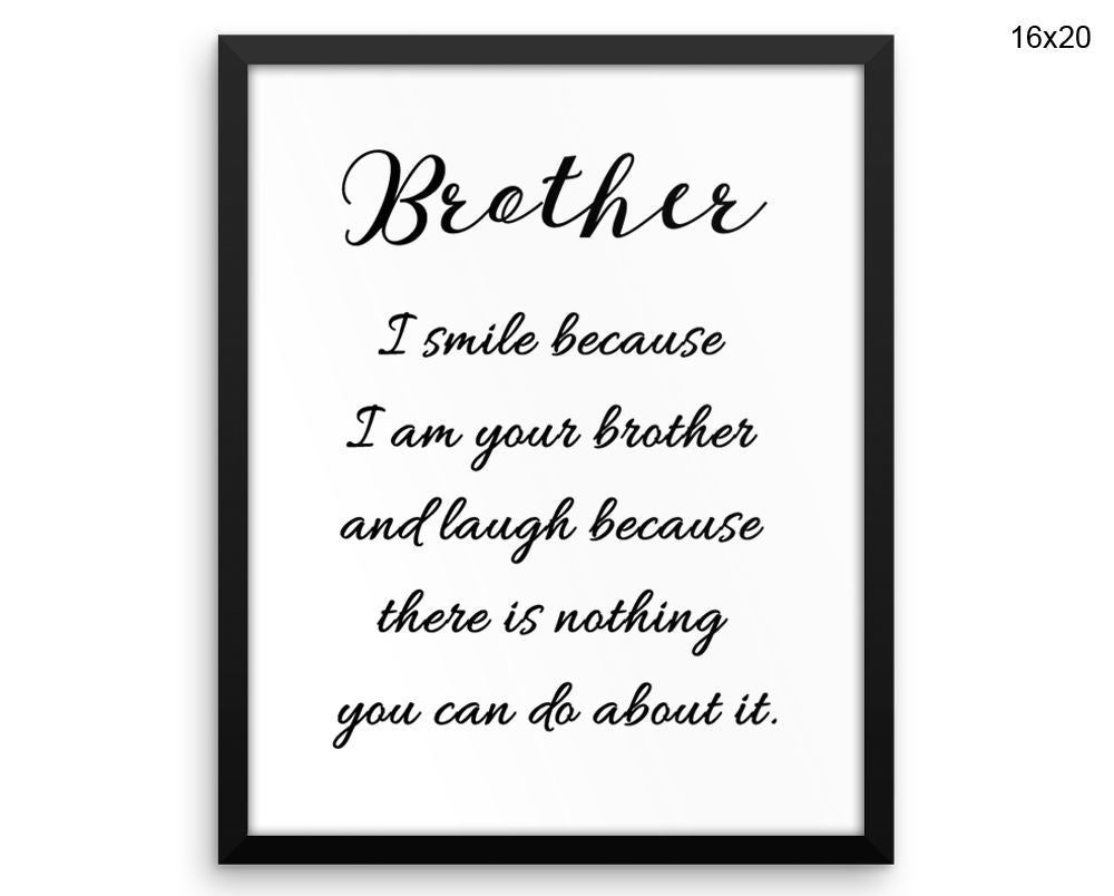 Definition Brother Print, Beautiful Wall Art with Frame and Canvas options available Family Decor