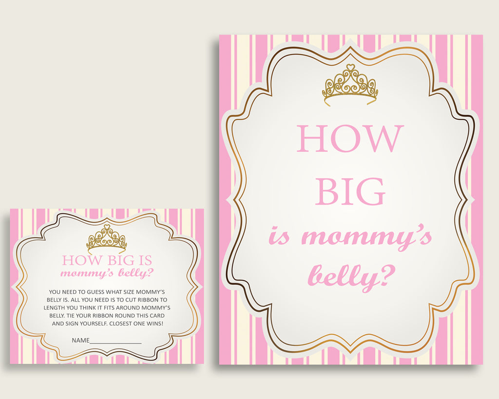 Pink Gold How Big Is Mommy's Belly Game, Royal Princess Baby Shower Girl, Guess Mommys Belly Size, Mommy Tummy Game, Instant Download, rp002