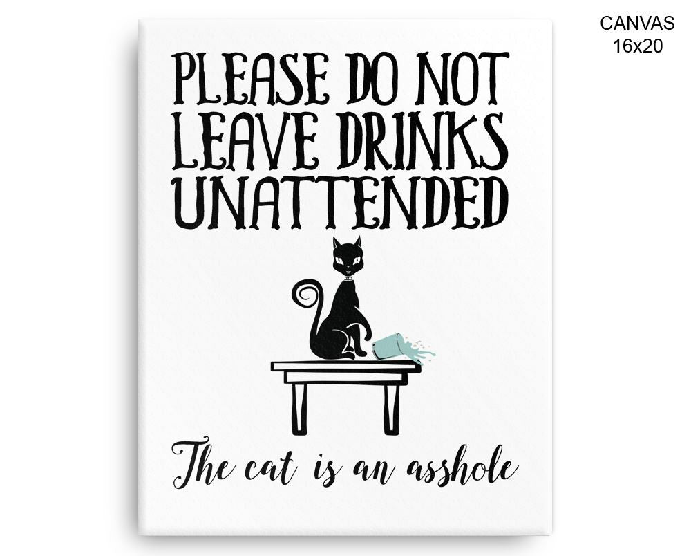 Asshole Cat Print, Beautiful Wall Art with Frame and Canvas options available Living Room Decor