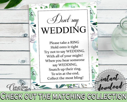 Don't Say Wedding Game Bridal Shower Don't Say Wedding Game Botanic Watercolor Bridal Shower Don't Say Wedding Game Bridal Shower 1LIZN - Digital Product