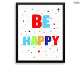 Colorful Happy Print, Beautiful Wall Art with Frame and Canvas options available Nursery Decor