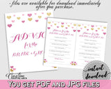 Advice For The Bride And Groom in Glitter Hearts Bridal Shower Gold And Pink Theme, bridal advice cards,  valentine theme, prints - WEE0X - Digital Product
