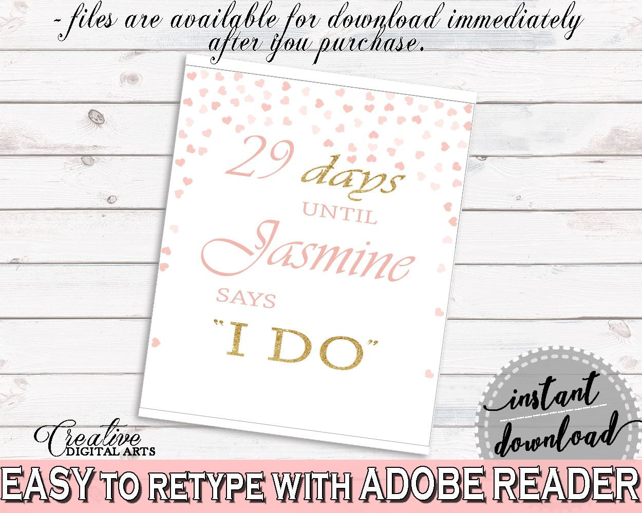 Days Until I Do Bridal Shower Days Until I Do Pink And Gold Bridal Shower Days Until I Do Bridal Shower Pink And Gold Days Until I Do XZCNH - Digital Product