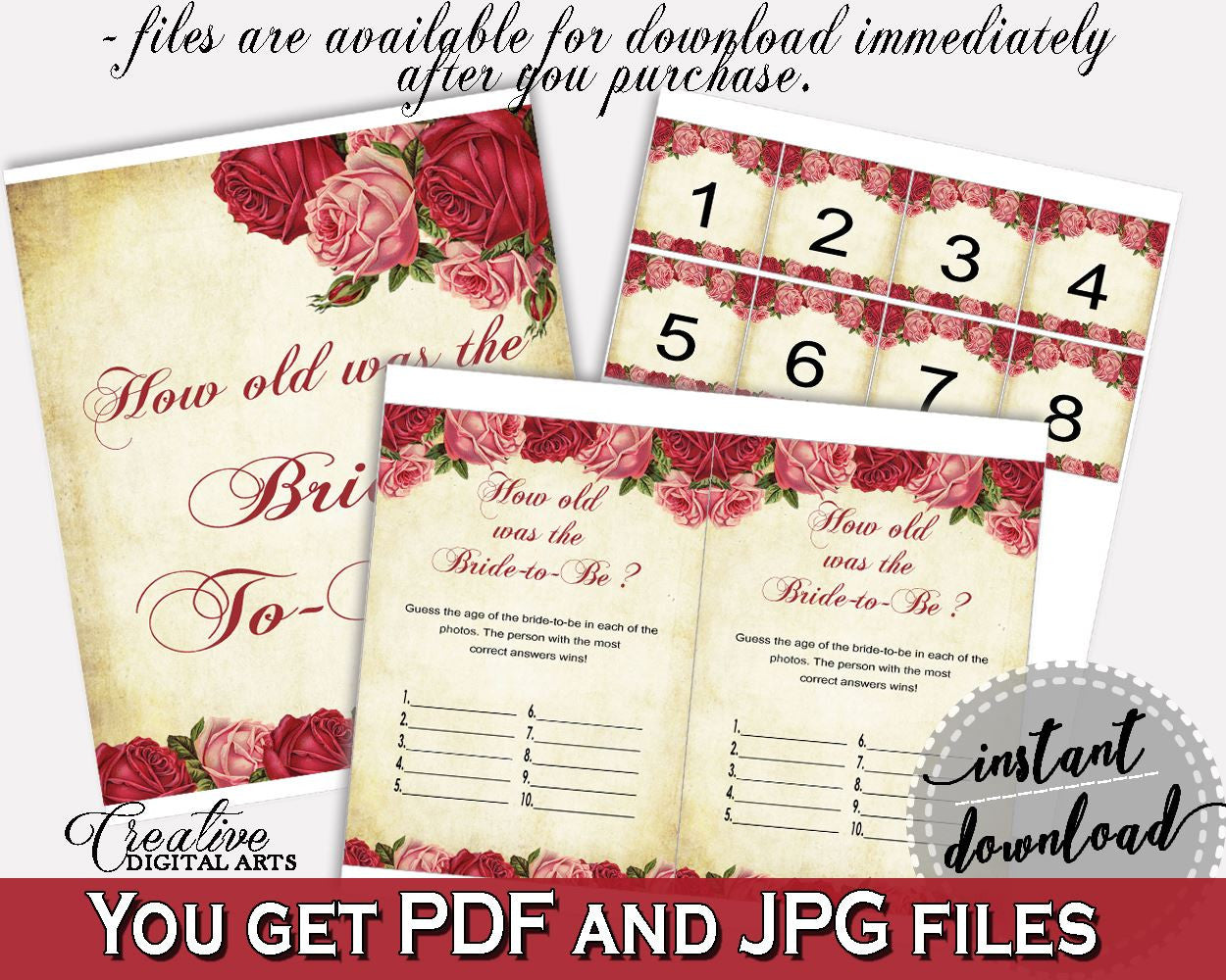 How Old Was The Bride To Be Bridal Shower How Old Was The Bride To Be Vintage Bridal Shower How Old Was The Bride To Be Bridal Shower XBJK2 - Digital Product