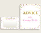 Advice Cards Baby Shower Advice Cards Hearts Baby Shower Advice Cards Baby Shower Hearts Advice Cards Pink Gold party ideas prints bsh01