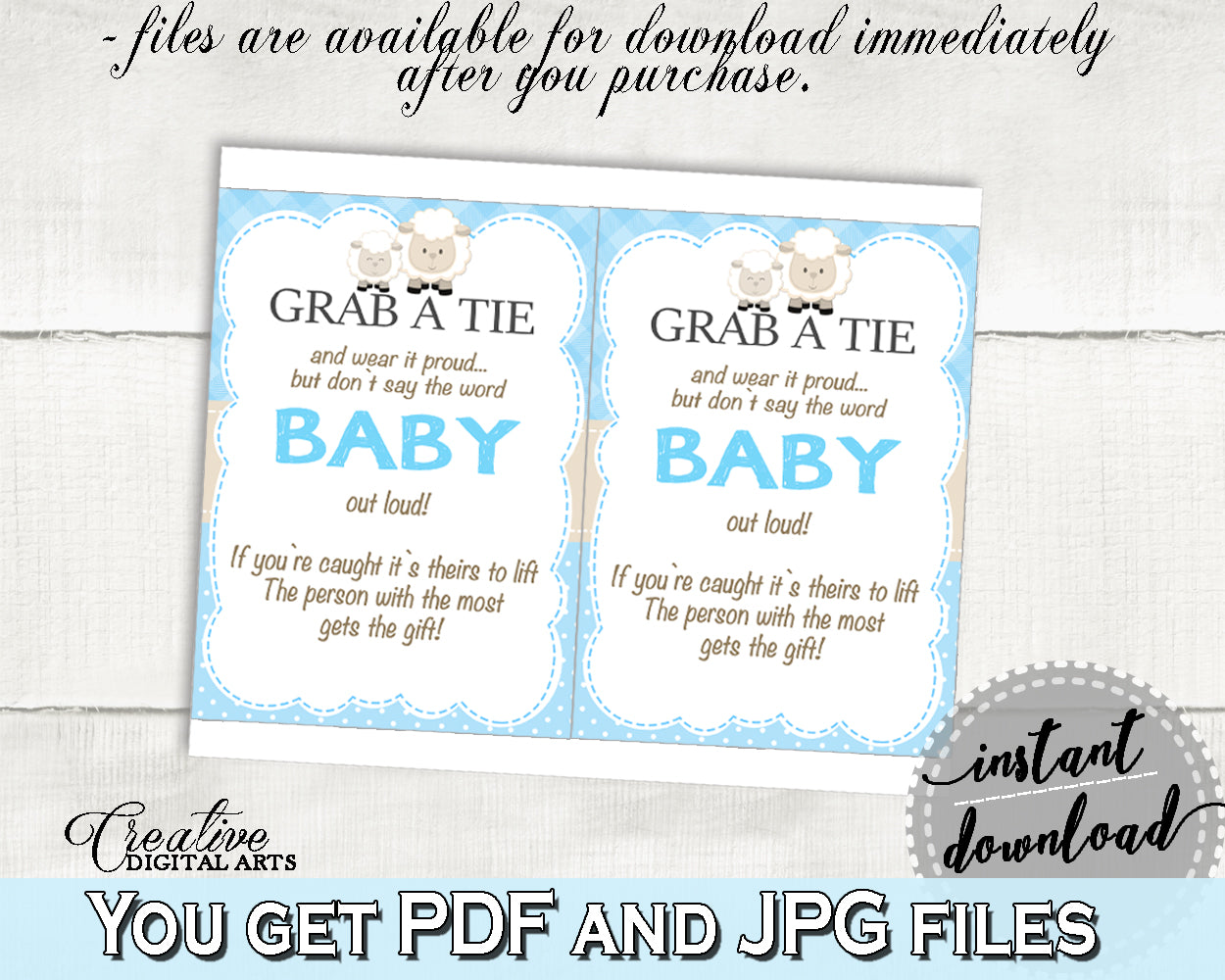 Grab A Tie Baby Shower Grab A Tie Blue Lamb Baby Shower Grab A Tie Blue Baby Shower Blue Lamb Grab A Tie party theme party ideas fa001