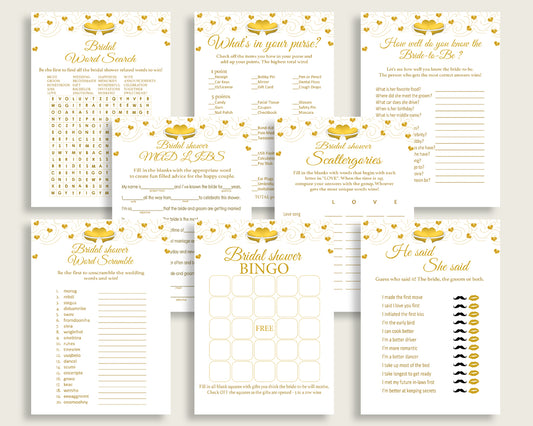 Games Bridal Shower Games Gold Hearts Bridal Shower Games Bridal Shower Gold Hearts Games White Gold party décor printable files 6GQOT