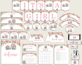 Pink Grey Baby Shower Decorations Girl Kit, Pink Elephant Baby Shower Party Package Printable, Instant Download, Trunk Tusks Snorky ep001