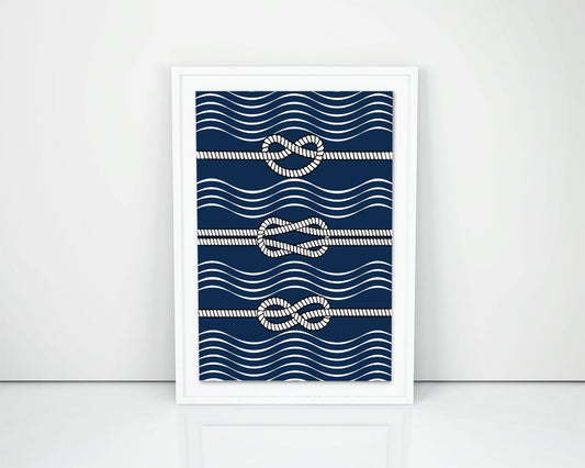 Wall Art Rope Digital Print Nautical Poster Art Rope Wall Art Print Nautical  Wall Decor Rope Sea nautical ropes navy blue knops print - Digital Download