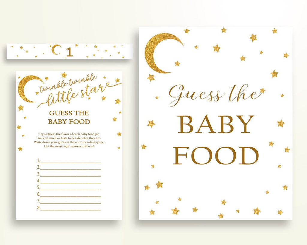 Baby Food Guessing Baby Shower Baby Food Guessing Stars Baby Shower Baby Food Guessing Baby Shower Stars Baby Food Guessing Gold White RKA6V - Digital Product
