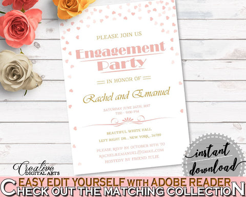 Engagement Party Invitation Bridal Shower Engagement Party Invitation Pink And Gold Bridal Shower Engagement Party Invitation Bridal XZCNH - Digital Product