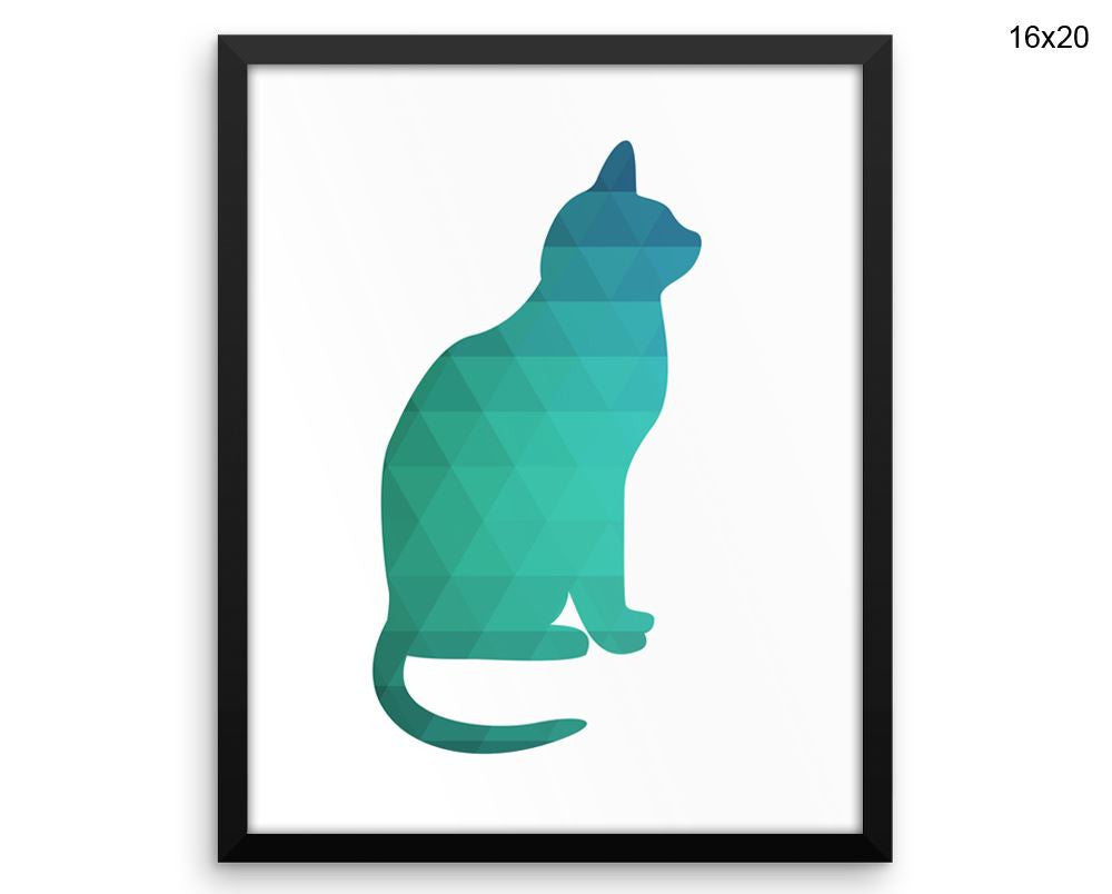 Geometric Cat Print, Beautiful Wall Art with Frame and Canvas options available Living Room Decor