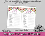 Word Scramble in Watercolor Flowers Bridal Shower White And Pink Theme, letter shuffle, flowers theme, party plan, party planning - 9GOY4 - Digital Product