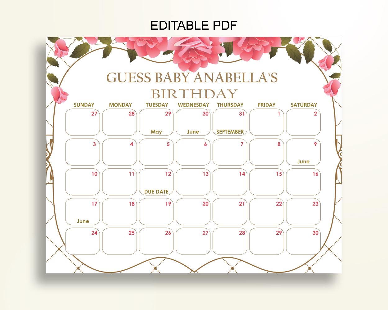 Birthday Predictions Baby Shower Birthday Predictions Roses Baby Shower Birthday Predictions Baby Shower Roses Birthday Predictions U3FPX - Digital Product