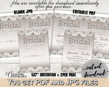 Editable Bridal Shower Invitation in Traditional Lace Bridal Shower Brown And Silver Theme, appearance, white lace, party planning - Z2DRE - Digital Product