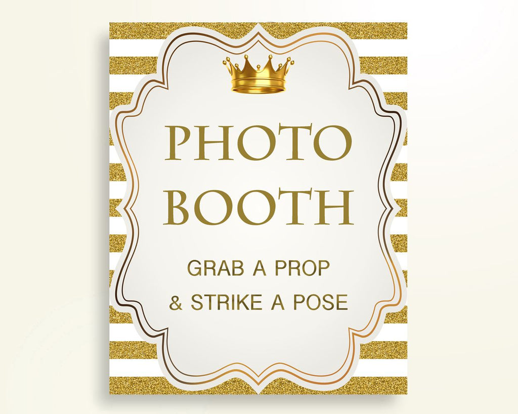 Photobooth Sign Baby Shower Photobooth Sign Royal Baby Shower Photobooth Sign Gold White Baby Shower Gold Photobooth Sign printable Y9MQF - Digital Product