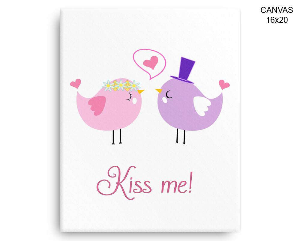 Kiss Me Birds Print, Beautiful Wall Art with Frame and Canvas options available Love Decor