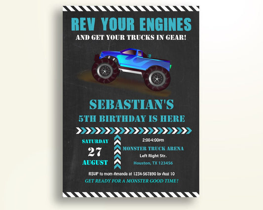 Monster Truck Birthday Invitation Monster Truck Birthday Party Invitation Monster Truck Birthday Party Monster Truck Invitation Boy YJXG3 - Digital Product