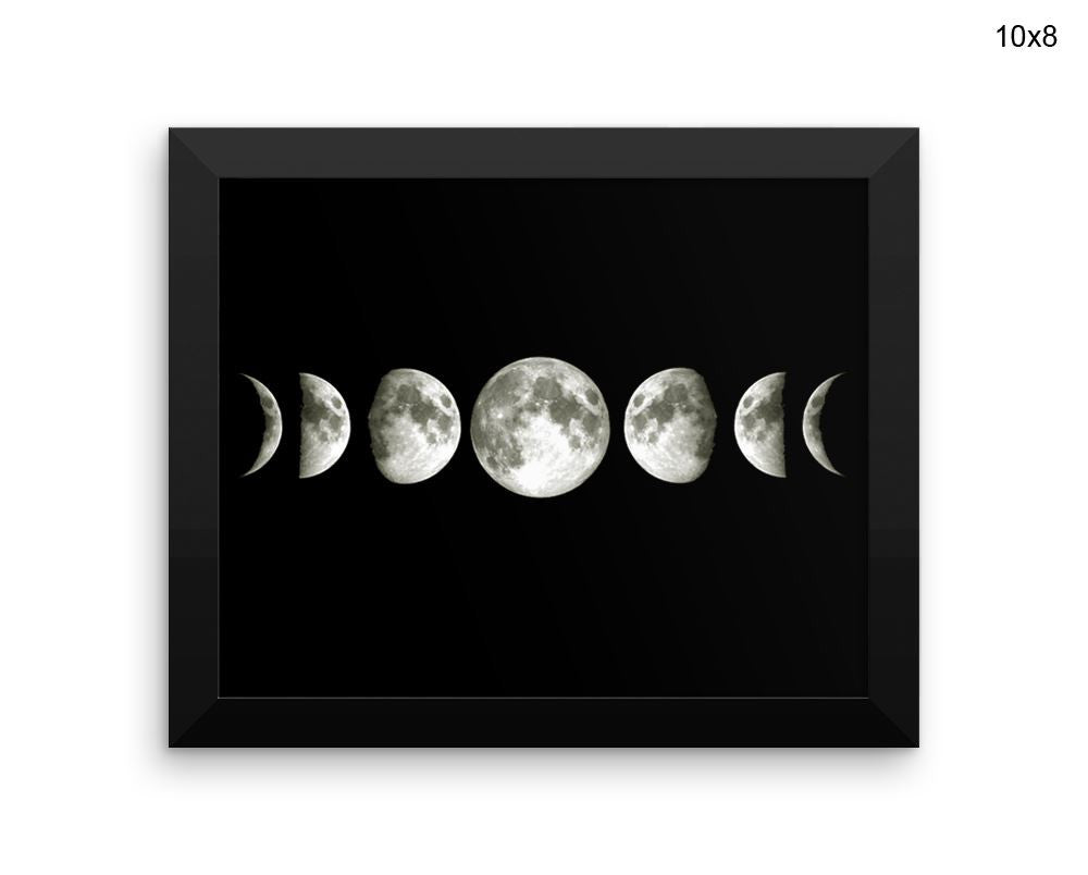 Moon Phases Print, Beautiful Wall Art with Frame and Canvas options available Space Decor