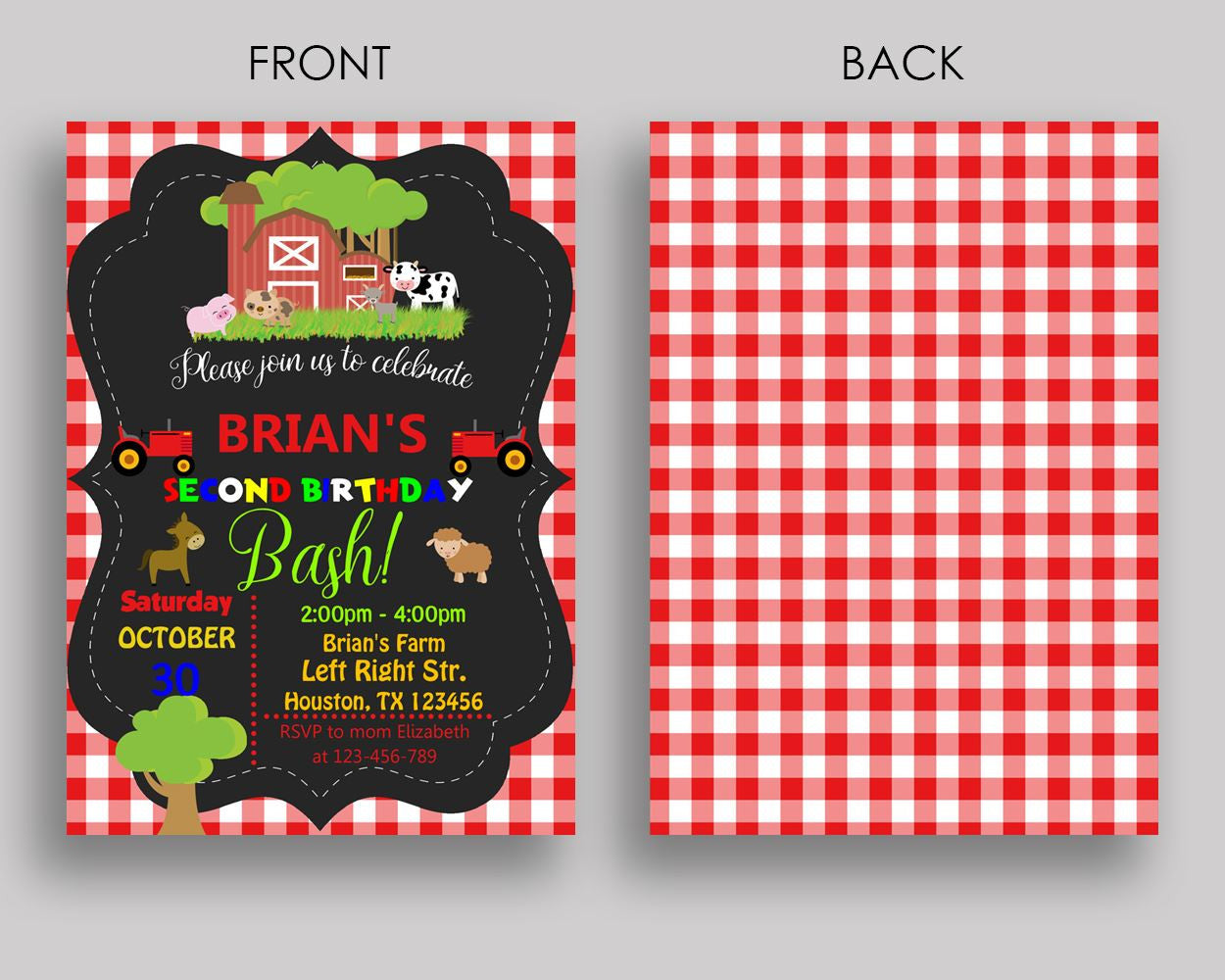 Farm Birthday Invitation Farm Birthday Party Invitation Farm Birthday Party Farm Invitation Boy Girl animals, chalkboard, barnyard S5UT7 - Digital Product