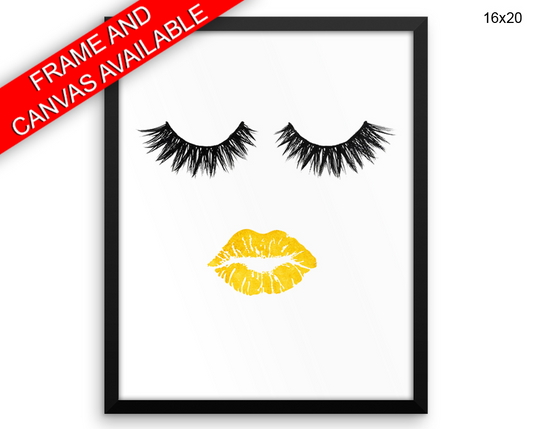 Lips Eyelashes Print, Beautiful Wall Art with Frame and Canvas options available Beauty Decor