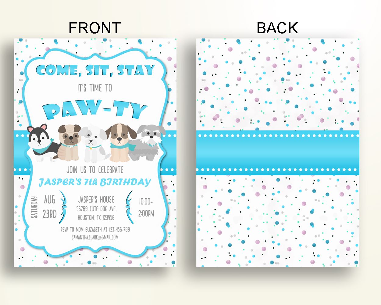 Puppy Birthday Invitation Puppy Birthday Party Invitation Puppy Birthday Party Puppy Invitation Boy boy birthday puppy invite boy AH062 - Digital Product