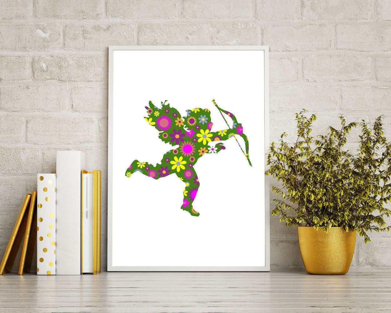 Wall Art Cupid Digital Print Cupid Poster Art Cupid Wall Art Print Cupid Love Art Cupid Love Print Cupid Wall Decor Cupid arrow floral - Digital Download