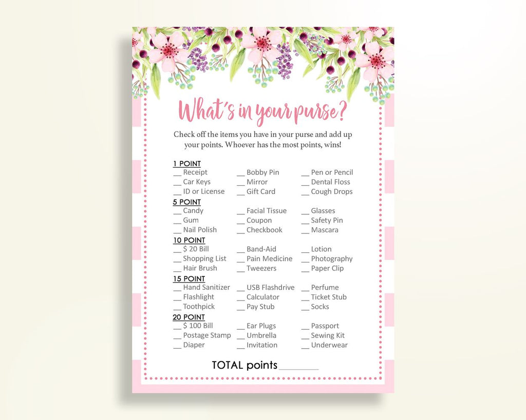 Whats In Your Purse Baby Shower Whats In Your Purse Pink Baby Shower Whats In Your Purse Baby Shower Flowers Whats In Your Purse Pink 5RQAG - Digital Product