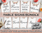 Table Signs Bundle in Antlers Flowers Bohemian Bridal Shower Gray and Pink Theme, bridal table sign, arrows vintage, party ideas - MVR4R - Digital Product