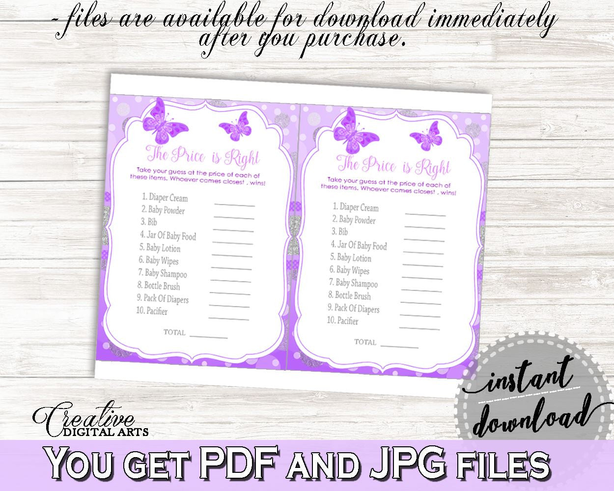 Price Is Right Baby Shower Price Is Right Butterfly Baby Shower Price Is Right Baby Shower Butterfly Price Is Right Purple Pink shower 7AANK - Digital Product