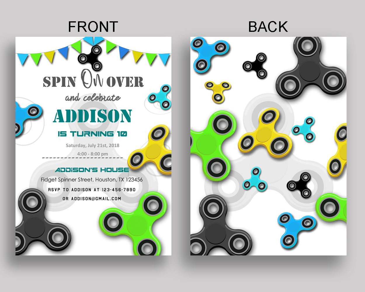 Fidget Spinner Birthday Invitation Fidget Spinner Birthday Party Invitation Fidget Spinner Birthday Party Fidget Spinner Invitation O0177 - Digital Product