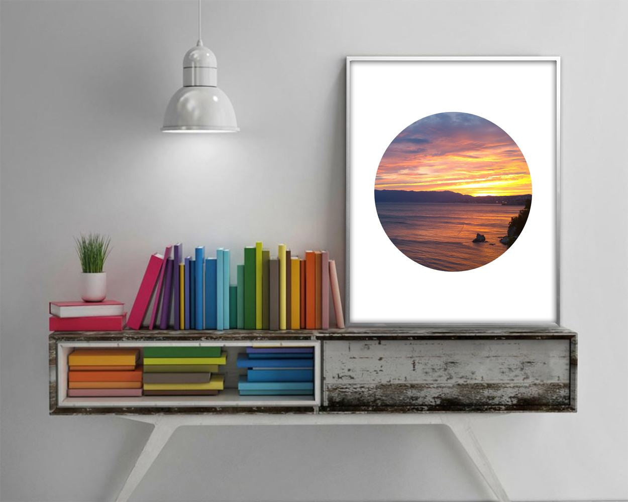 Sunset Prints Wall Art Sunset Digital Download Sunset Circle Art Sunset Circle Print Sunset Instant Download Sunset Frame And Canvas - Digital Download