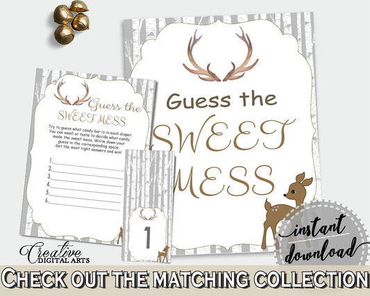 Sweet Mess Baby Shower Sweet Mess Deer Baby Shower Sweet Mess Baby Shower Deer Sweet Mess Gray Brown printables - Z20R3 - Digital Product