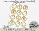 Glittering Gold Bridal Shower Thank You Tag in Gold And Yellow, round favour tags, flashy bridal, party supplies, digital print - JTD7P - Digital Product