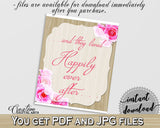 Happily Ever After Sign in Roses On Wood Bridal Shower Pink And Beige Theme, love, light bridal shower, shower activity, party theme - B9MAI - Digital Product