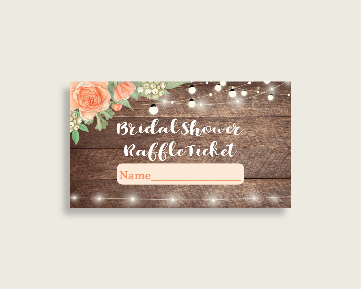 Raffle Ticket Bridal Shower Raffle Ticket Rustic Bridal Shower Raffle Ticket Bridal Shower Flowers Raffle Ticket Brown Beige prints SC4GE