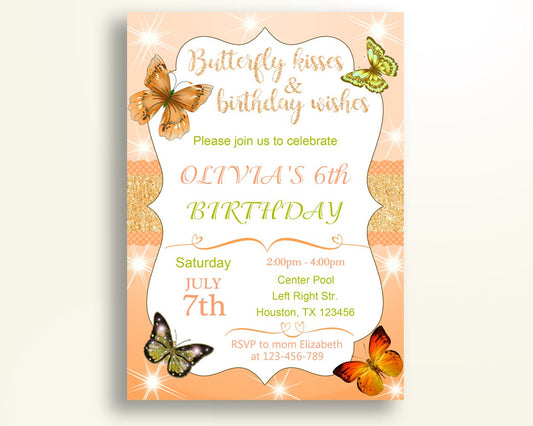 Butterfly Birthday Invitation Butterfly Birthday Party Invitation Butterfly Birthday Party Butterfly Invitation Girl butterfly kisses MJ9H8 - Digital Product